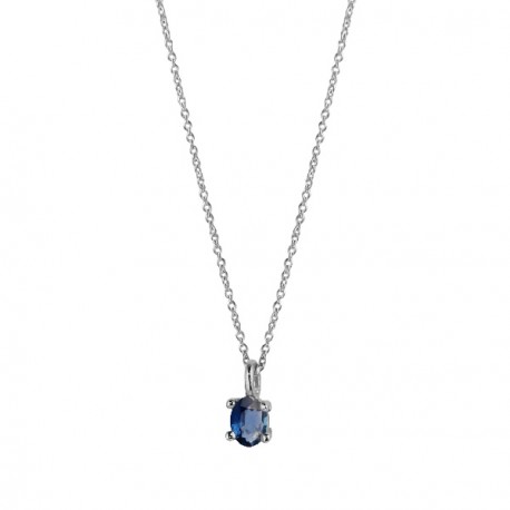 Blue Sapphire white gold pendant