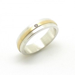 Silver gold diamond ring