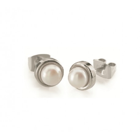 Titanium pearl earrings