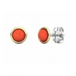 Silver gold coral earrings