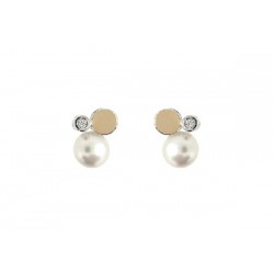 Silver gold pearl earrings