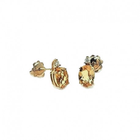 Pendientes de oro amarillo, citrinos y diamantes