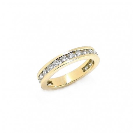 Alianza de oro amarillo y diamantes