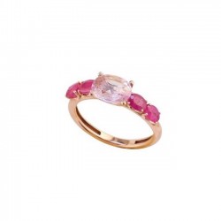 Anillo de oro rosa, zafiro rosa y rubíes