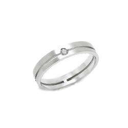Alianza de oro blanco y diamante